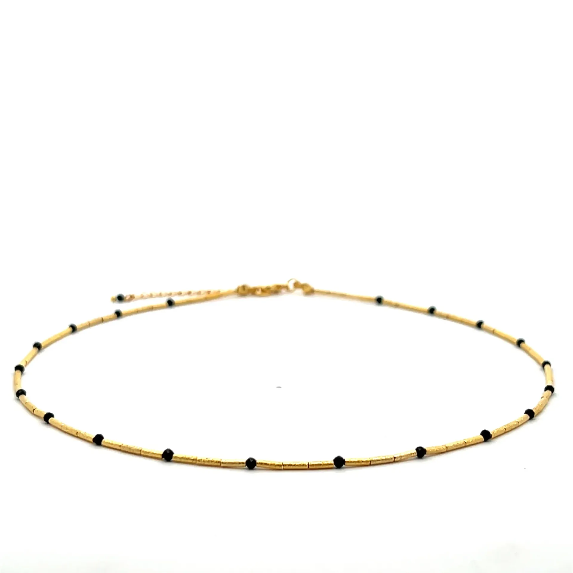 [CH004GB] Rosario Choker (Black Tourmaline, Gold Plated)
